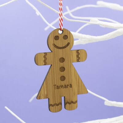 Cute Gingerbread Bamboo Hanging Christmas Decorations - Girl