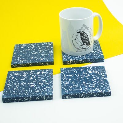 Navy square coaster with white chips