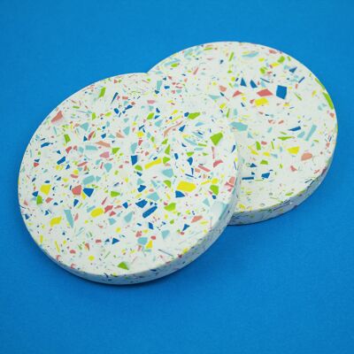 Summer garden terrazzo round coaster