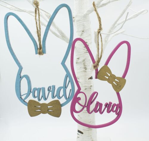 Bunny Face Personalised Wooden Hanging Decoration (SKU 489)