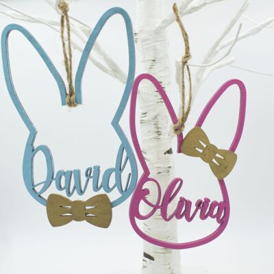 Bunny Face Personalised Wooden Hanging Decoration (SKU 489)