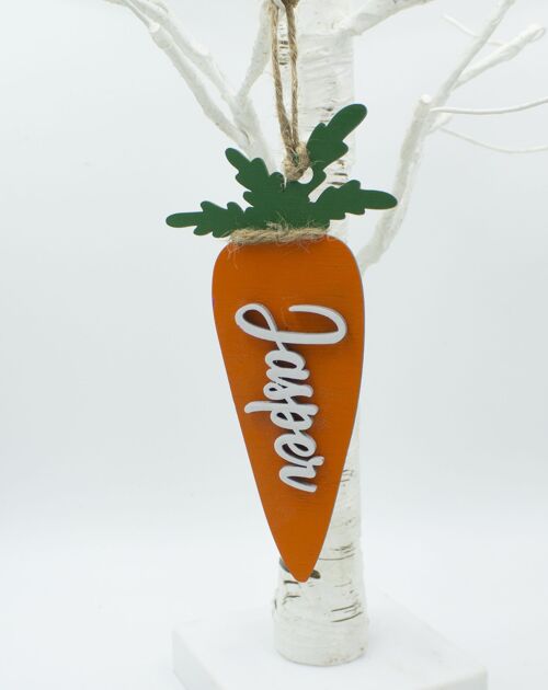 Personalised Layered, Wooden Carrot Decoration