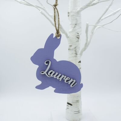 Layered, Personalised, Wooden Bunny Decoration