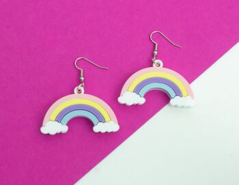 Boucles d'oreilles Arc-en-ciel et Nuage - Pastel