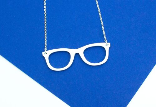 Geek Glasses Necklace - White