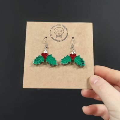 Holly Festive Earrings - Mirror