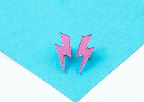 Lightning Bolt Acrylic Stud Earrings - Pink