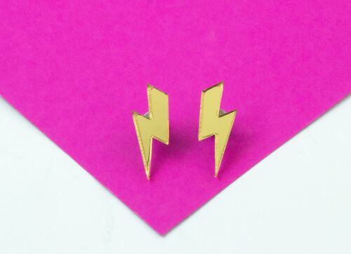 Lightning Bolt Acrylic Stud Earrings - Gold
