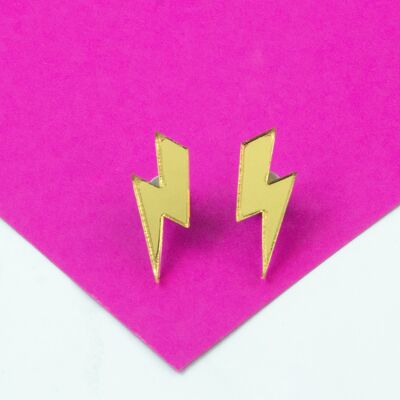 Lightning Bolt Acryl-Ohrstecker - Gold