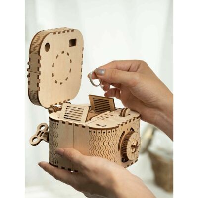 3D Wooden Puzzle Toy Treasure Box Mechanical Model Kit