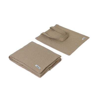 Bettdecke mit Tasche Karierter dunkler Sand 100x70 cm
