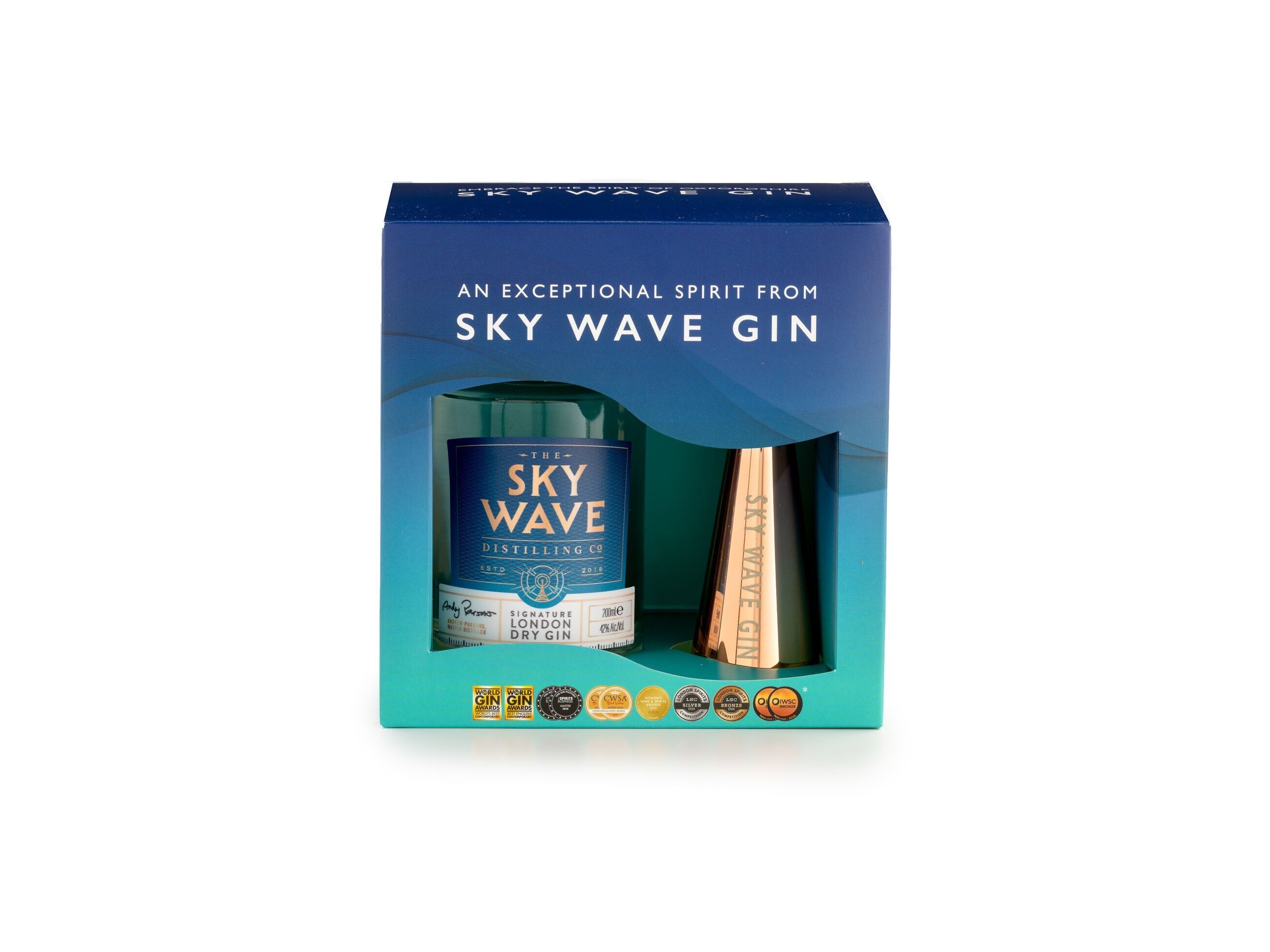 Sky Wave Signature London Dry Gin 200ml & Jigger Gift Box