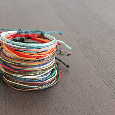 Lot de 10 bracelets multifils - bracelets de plage unisexes en cordon wax