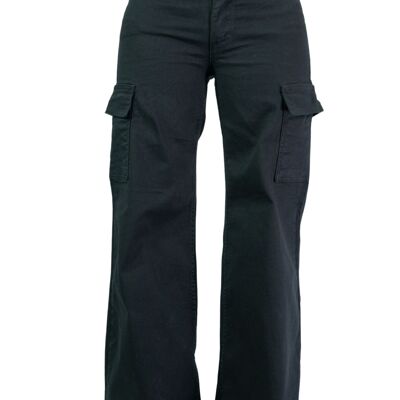 Pantalon cargo color. black