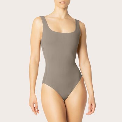ESSENTIALS Square Swimmer one piece - Taupe