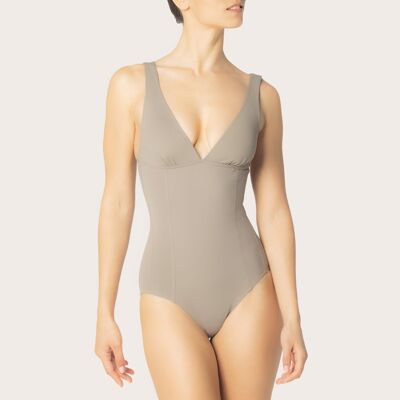 ESSENTIALS One-piece Triangle Fixed belly flat - Taupe