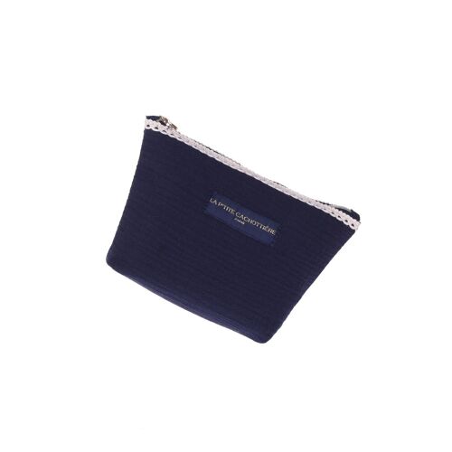 Pochette À Frange Gaze De Coton Bleu Marine