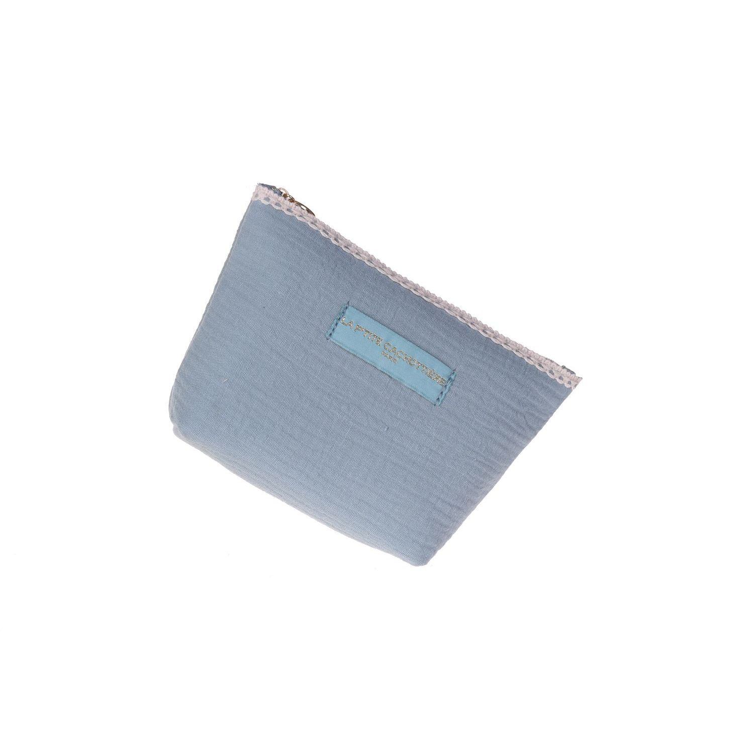 Pochette in garza di cotone con frange Azzurro