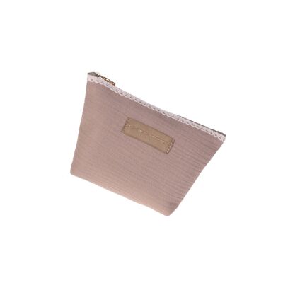 Pochette in garza di cotone con frange Beige