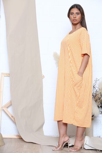 Robe midi d'été à rayures orange 2