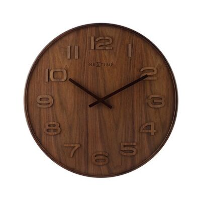 Wandklok NeXtime dia. 53x3 cm hout, bruin, 'Wood Wood Big'