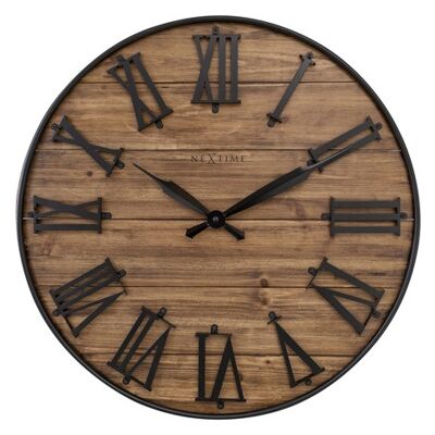 Wandklok Nextime dia 50 cm Zwart/Metaal Bruin Manchester