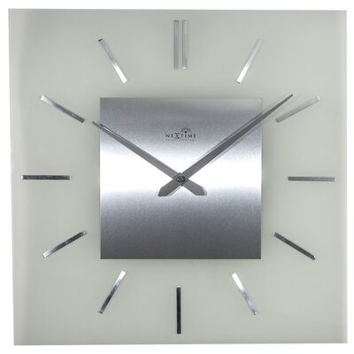 Wandklok NeXtime 40 x 40 cm melkglas, 'Stripe Square' RC