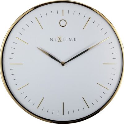 Wandklok NeXtime dia. 40cm glam metaal goud/wit wijzer goud - uurwerk stil