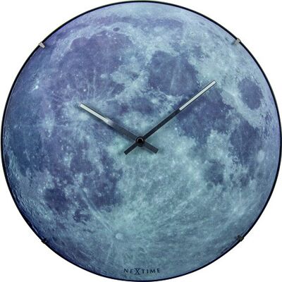 Wandklok NeXtime dia. 35 cm bol glas, 'blauw Moon dome'