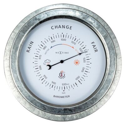 Barometer Nextime dia 22cm Poppy Grijs Metaal