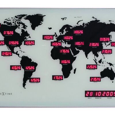 Wandklok NeXtime 55 x 36 cm alu, World Time Digit