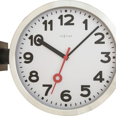 Wandklok NeXtime dia. 38cm aluminium/glas, wit