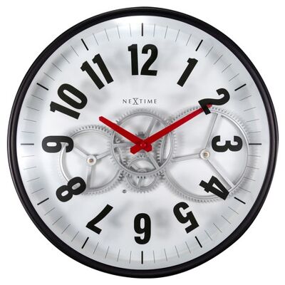 Wandklok Nextime 36cm Gear Clock wit metaal/glas