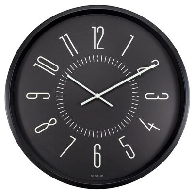 Wandklok Nextime 35cm lichtgevend zwart stil uurwerk