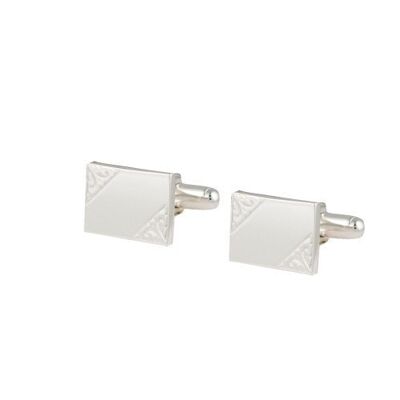 Silver 12x17mm hand engraved rectangular swivel Cufflinks