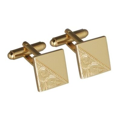 GP 14mm square hand engraved swivel Cufflinks