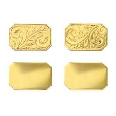 18ct 18x12mm hand engraved cut corner chain Cufflinks