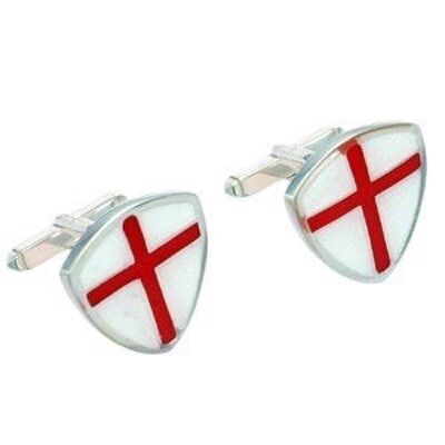 Silver enameled Cross of St George swivel Cufflinks