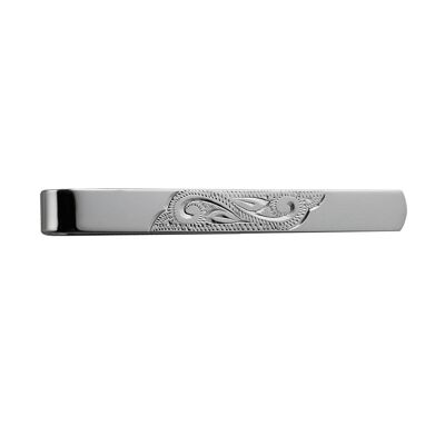 Silver 6x55mm hand engraved centre Tie Slide