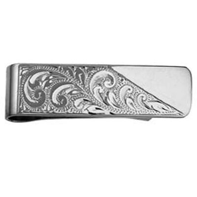 Silver 55x15mm hand engraved Money clip