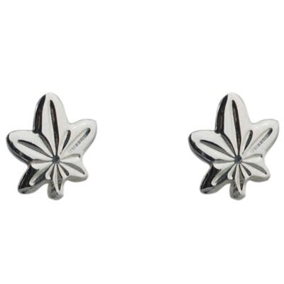 Silver 9x8mm maple leaf stud Earrings