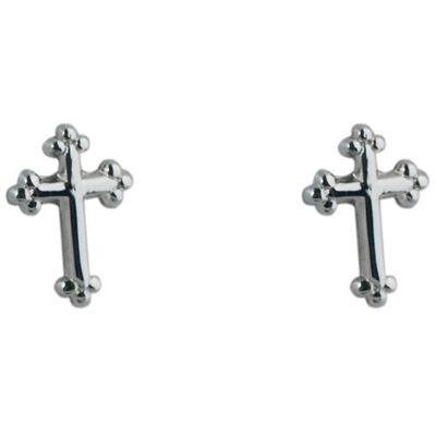 Silver 10x7mm Cross stud Earrings