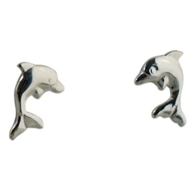 Silver 10x8mm dolphin stud Earrings
