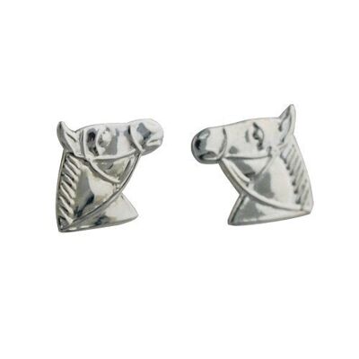 Silver 8x9mm horse head stud Earrings