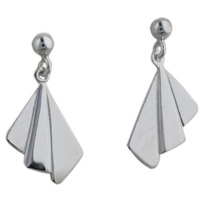 Silver 21x11mm plain fan Earring droppers