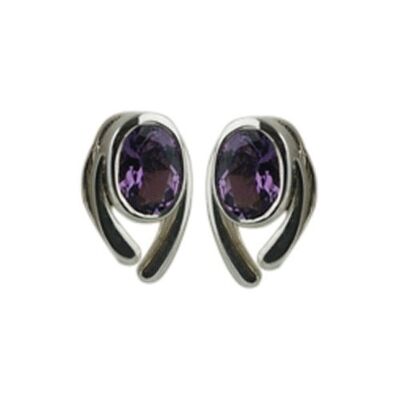 Silver 11x8mm 7x5mm amethyst Earrings