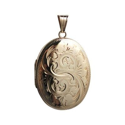 9ct 35x26mm hand engraved oval Locket