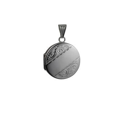 Silver 23mm hand engraved Locket round