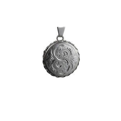 Silver 22mm hand engraved twisted wire edge flat round Locket