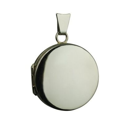 18ct White 20mm plain flat round Locket